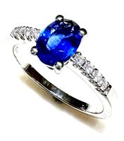 Anello Donna Classici in Oro bianco Zaffiro blu ZAF CT 0.93 DIA CT 0.12 F/VS